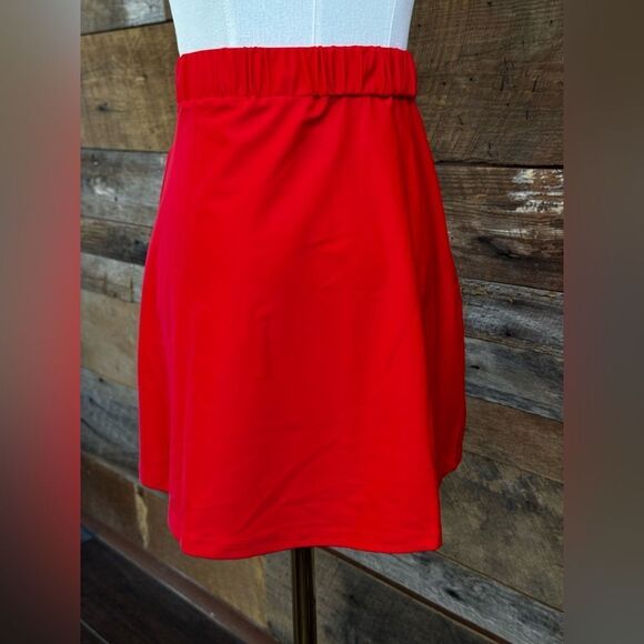 Quince Red Ruched Pencil Mini Skirt - Picture 3 of 10